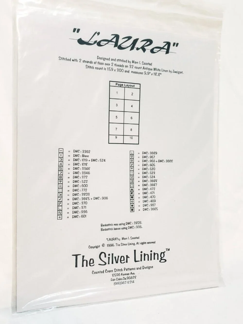 Laura Rose the Silver Lining Cross Stitch Pattern 1996 Marc Saastad